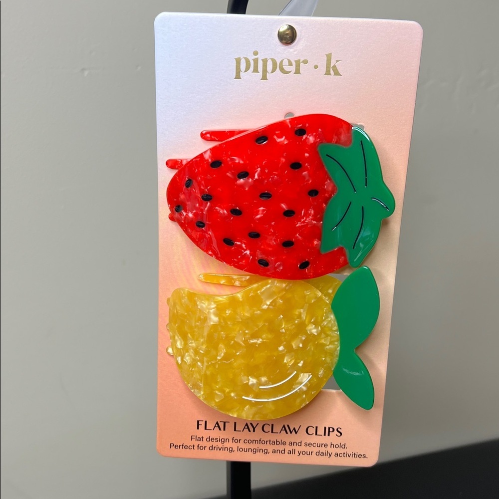 Piper K | Large Strawberry 🍓 & Pear 🍐 Flat Lay Claw Clips